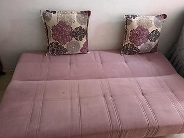 Çevrilə bilən divan/çarpayı - Rəng: toz pembe - Parça: yumşaq məxməri — 3