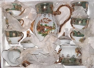 Çay dəsti, rəng - Yaşıl, Farfor, Epiag, Çexiya