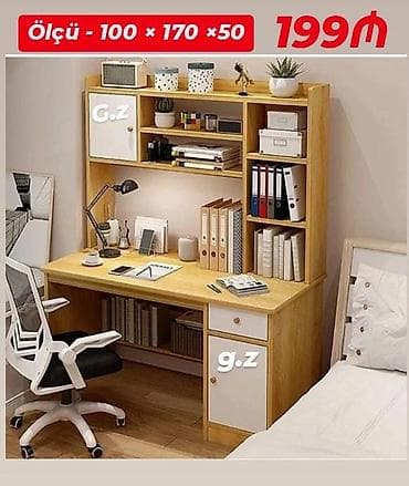 Ofis/Masa dəsti – rəfli iş masası Ölçü: 100 × 170 × 50 sm Qiymət lalafo.az -da Ofis/Masa dəsti – rəfli iş masası Ölçü: 100 × 170 × 50 sm Qiymət