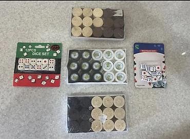 Nərdlər: Nərd (backgammon) fişləri və zərləri dəsti - Dəst: 30 ədəd fiş (15 — 3