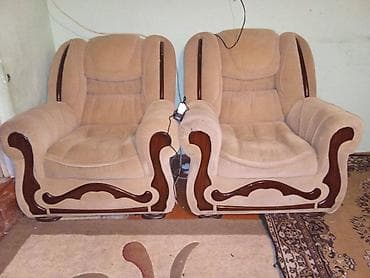 ev stolu: İşlənmiş, Klassik divan, 2 kreslo, Bazasız, Açılan — 3