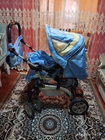 Gəzinti arabaları: Uşaq arabası – mavi/krem rənglərdə, çoxfunksiyalı. Xüsusiyyətlər: - — 4