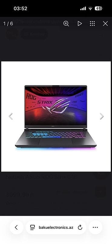 Asus Rog Strix G16 Yenidir 1 heftedir alinib hec bir problemi yoxdur — 1