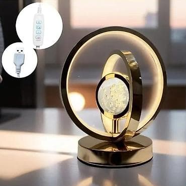 kabel komputer: Qızılı rəngdə LED masa lampası – dekorativ kristal kürəli - Dizayn — 3