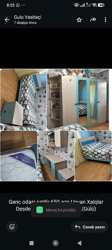 uşaq çanta: Genc odasi satilir 650 azn.Unvan Xalqlar Desde 2 eded yataq — 1