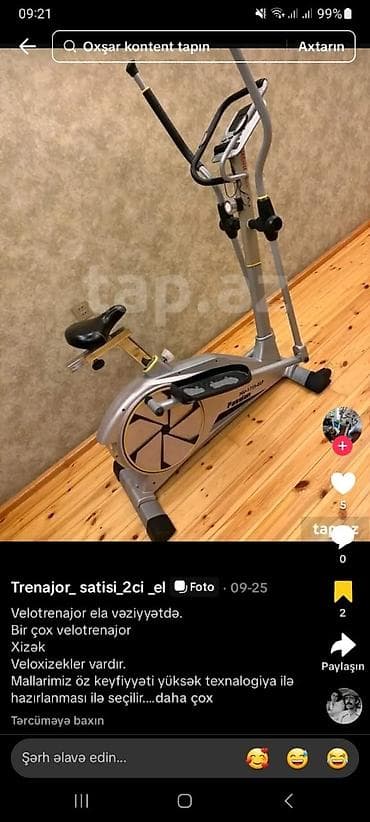 Спорт и хобби: Velotrenajor – çoxfunksiyalı kardio aparat - Növ: Elliptik + — 2