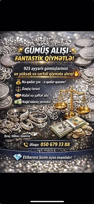 Аксессуары: Xidmət: Gümüş alışı – fantastik qiymətlə! - 925 əyyarlı gümüşlərinizi — 1