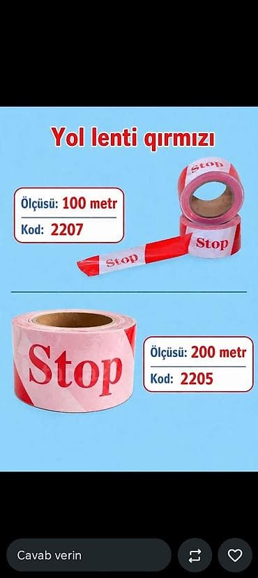 Məhsul: Qırmızı “STOP” yol lentləri Təyinat: - Tikinti və təmir