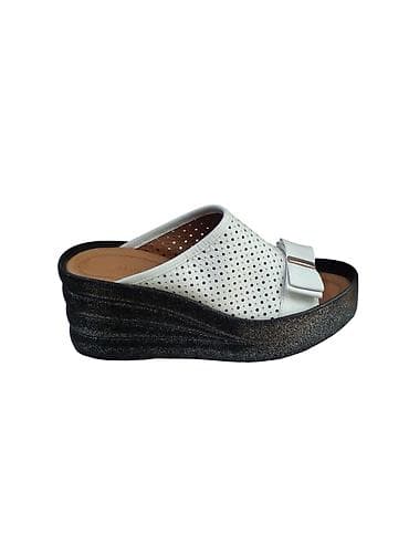 ucuz ayaqqabilar: Qadın üçün platformalı tappetka (slip-on) - Rəng: ağ üstlük, qara — 1