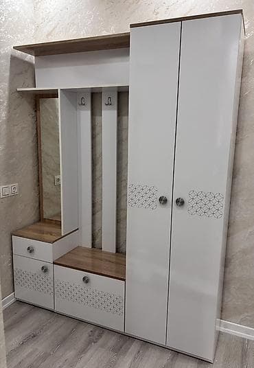 shkaf: Yeni, 2 qapılı, Güzgülü, Ağ, Digər material, Açılan, Düz dolab — 1