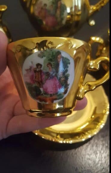 kahla made in gdr: Qəhvə dəsti, rəng - Qızılı, 6 nəfərlik, Yaponiya — 4