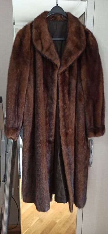 Длинная норковая шуба 350 ман., Qəhvəyi rəngli uzun xəz palto -