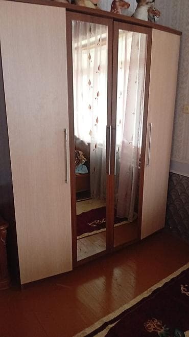 4 qapılı, Güzgülü, Qəhvəyi, Digər material, Açılan, Düz dolab — 2