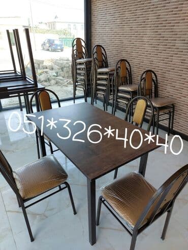 Masa və oturacaq dəstləri: Qonaq otağı üçün, Yeni, Açılan, Dördbucaq masa, 4 stul — 26