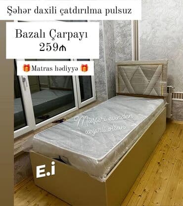 Çarpayılar: Yeni, Təknəfərlik çarpayı, Bazalı, Matras ilə, Azərbaycan — 1