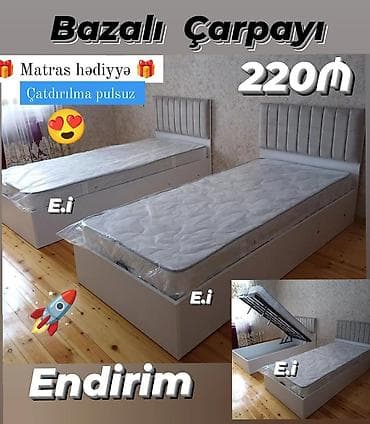 Təknəfərlik çarpayı, Bazalı, Matras ilə, Siyirməsiz — 1