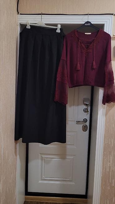 qaqa desti: Qadın geyim dəsti - Brend bluz: Kakao Suit - Rənglər: bordo bluz — 1