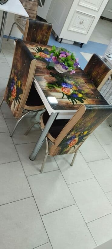 qabaq ustol: Mətbəx üçün, Yeni, Açılan, Dördbucaq masa, 4 stul — 3