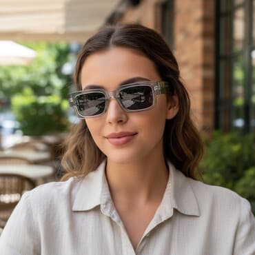 eyneklər: Gümüşü şəffaf çərçivəli gün eynəyi - Forma: düzbucaqlı linzalar — 1