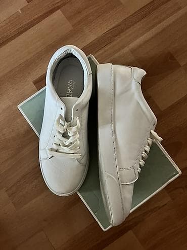 Deri !Ağ rəngli uniseks krossovkalar - Model: klassik “court/sneaker” — 2