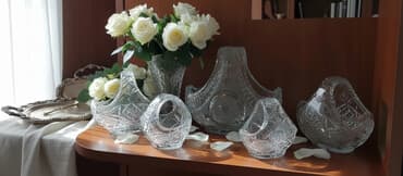 Şüşə/bohema qab dəsti Fiqurlu kəsimli şüşə dekor qablar