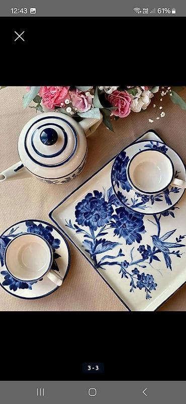 parda: Çay dəsti, rəng - Mavi, Keramika — 3