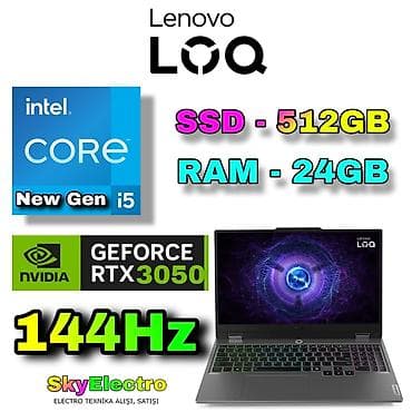 Yeni Lenovo LOQ, 15.6 ", Intel Core i5, 512 GB, Ünvandan götürmə, Pulsuz çatdırılma, Ödənişli çatdırılma