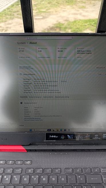 naxtel elaqe: Cpu - AMD Ryzen 7 - 5800H Ram - 16 gb (DDR4) Ssd - 512 TB (m2 NVMe -10 — 7