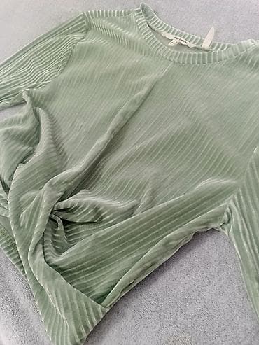 bagi şalvar: KOTON qadın bluzu - Model: uzunqol, qısa kəsim (crop) top - Parça — 3