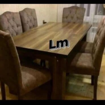 laminat qiyməti: Qonaq otağı üçün, Yeni, Açılan, Dördbucaq masa, 6 stul — 17