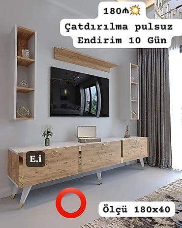 madera mebel: Yeni, Düz TV altlığı, Polkalı — 1