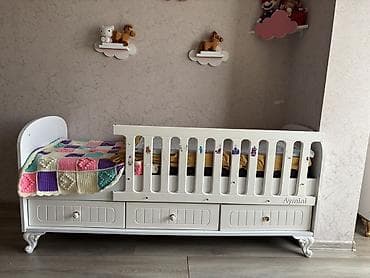 Uşaq çarpayısı(pulsuz) - Rəng: ağ - Material: MDF/taxta konstruksiya