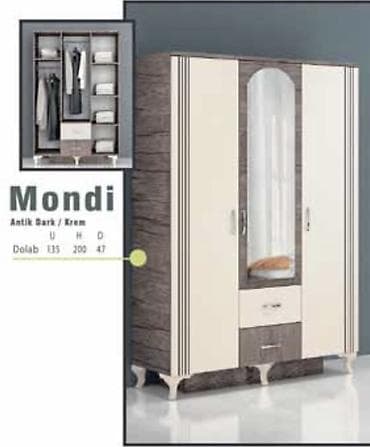 islenmis paltar dolablari: Mondi paltar dolabı – Antik Dark/Krem rəng kombinasiyası. Fabrik — 1