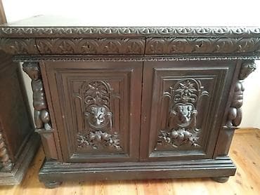 Antik bufet və vitrin dəsti - Material: bərk ağac (tünd rəngli) — 3