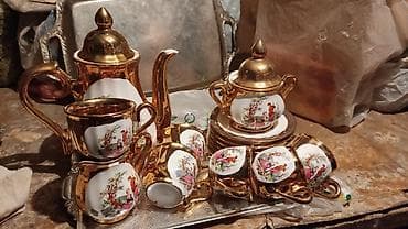 çay serviz: Çay dəsti, rəng - Qızılı, Keramika — 1
