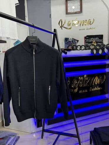 cins donlar: Məhsul: Kişi trikotaj jaketi – fermuarlı - Model: Yüksək yaxalı, tam — 2