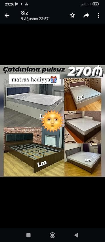 carpayı matras: Yeni, İkinəfərlik çarpayı, Matras ilə — 1