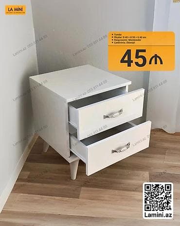 Ağ rəngdə tumba - Model: Tumba - Ölçülər: Dərinlik 40 sm × Hündürlük