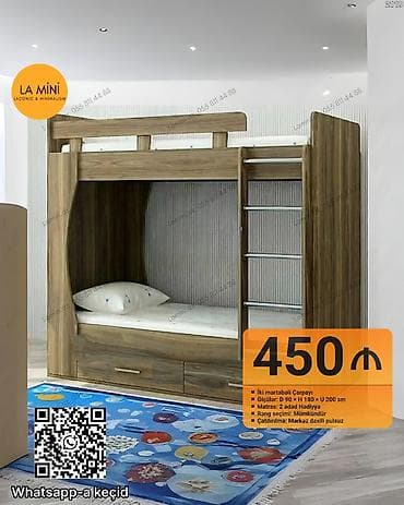 Ev və bağ: Oğlan və qız üçün, Çarpayı, Matras ilə, Siyirməli, Taxta — 1