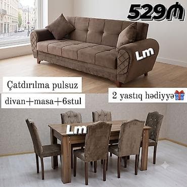 reception masa: Divan+ Masa dəsti Sifarişlə hazırlanır. Dəst şəkildə : 529₼ . Divan — 1