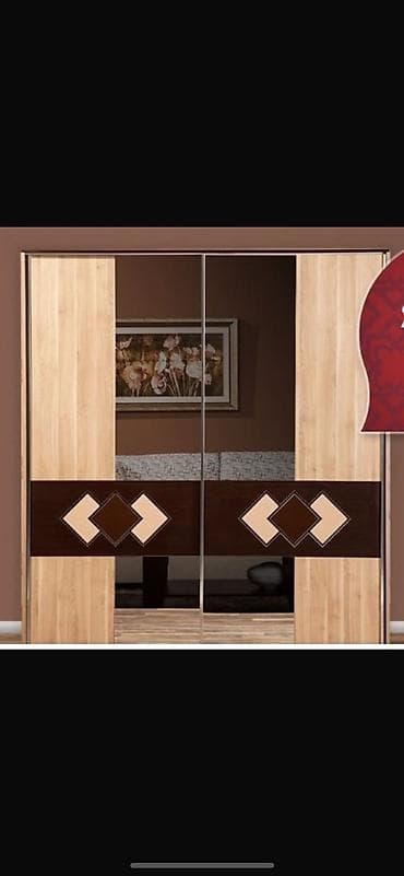 2 qapılı, Güzgülü, Qəhvəyi, Taxta, Kupe, Düz dolab — 1