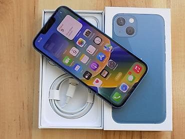 electronics iphone: IPhone 13, 128 GB, Sierra Blue, Zəmanət, Simsiz şarj, Face ID — 1