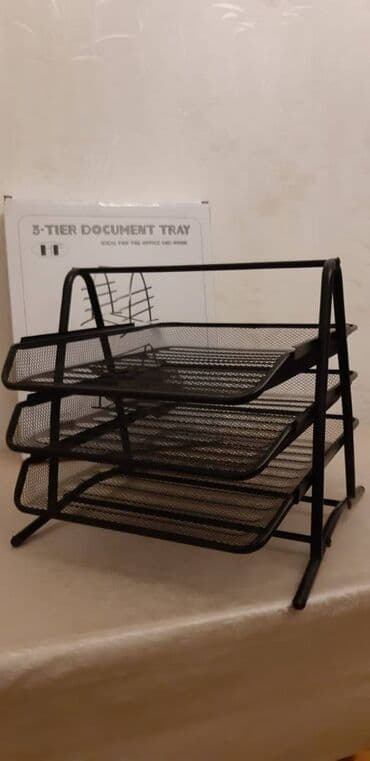 rəsm üçün boyalar, fırçalar: Ofis üçün3 mərtəbə sənəd qabı Statusu - yeni Rəngi -qara Hündürlük — 6