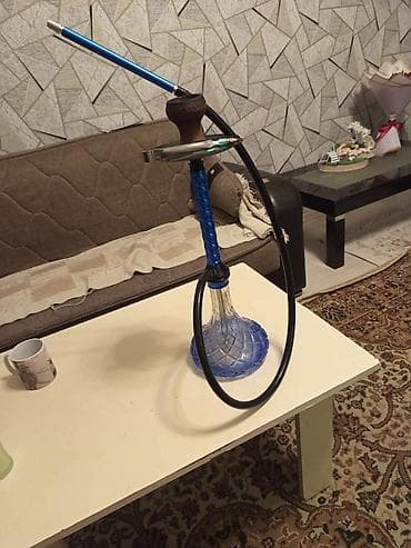 topdan qəlyan satışı: Nərgilə dəsti - Şüşə kolba: mavi rəngli, naxışlı qalın şüşədən, sabit — 1