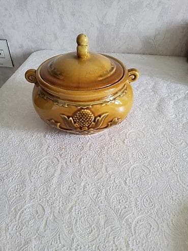 leblebi qabi: Qapaqlı keramika/qaynaq qabı - Material: qalın keramika, iç hissə — 2