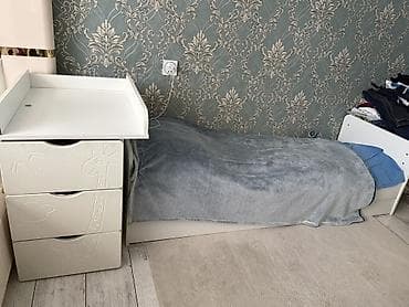 uşaq carpayı: Oğlan və qız üçün, Təknəfərlik çarpayı, Komod — 1