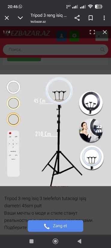 15.6 led slim: ✅led işiq tripod ✅i̇dare etme pultu var ✅3 telefon tutacaği ✅18 i̇nch — 4