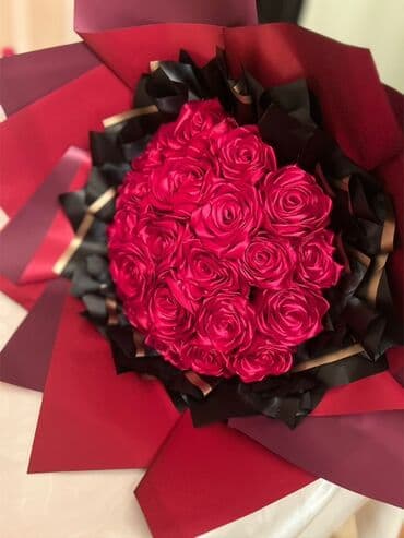 qızıl gül şəkilləri: Qirmizi buket gul munasib qiymete — 1