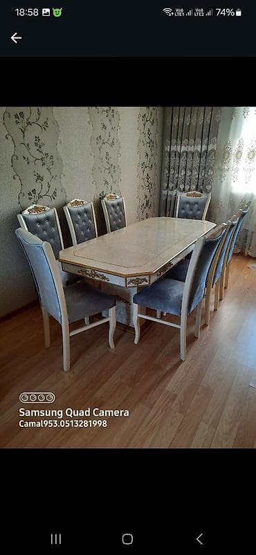 Qonaq otağı üçün, Yeni, Açılmayan, Oval masa, 8 stul