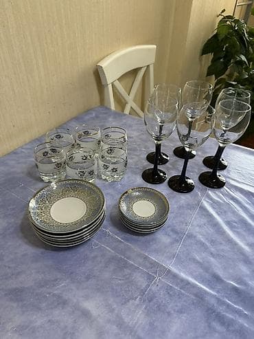 Столовые приборы: Süfrə qab-qacaq dəsti - 6 ədəd şərab/qədəh bakalı – şəffaf kasa, qara — 2